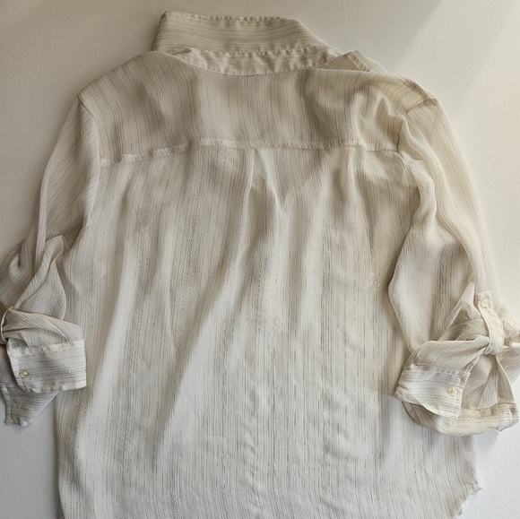 New York & Co. Blouse Womens Blouse Unknown Size Ivory Half Button Collared Top - Picture 3 of 6